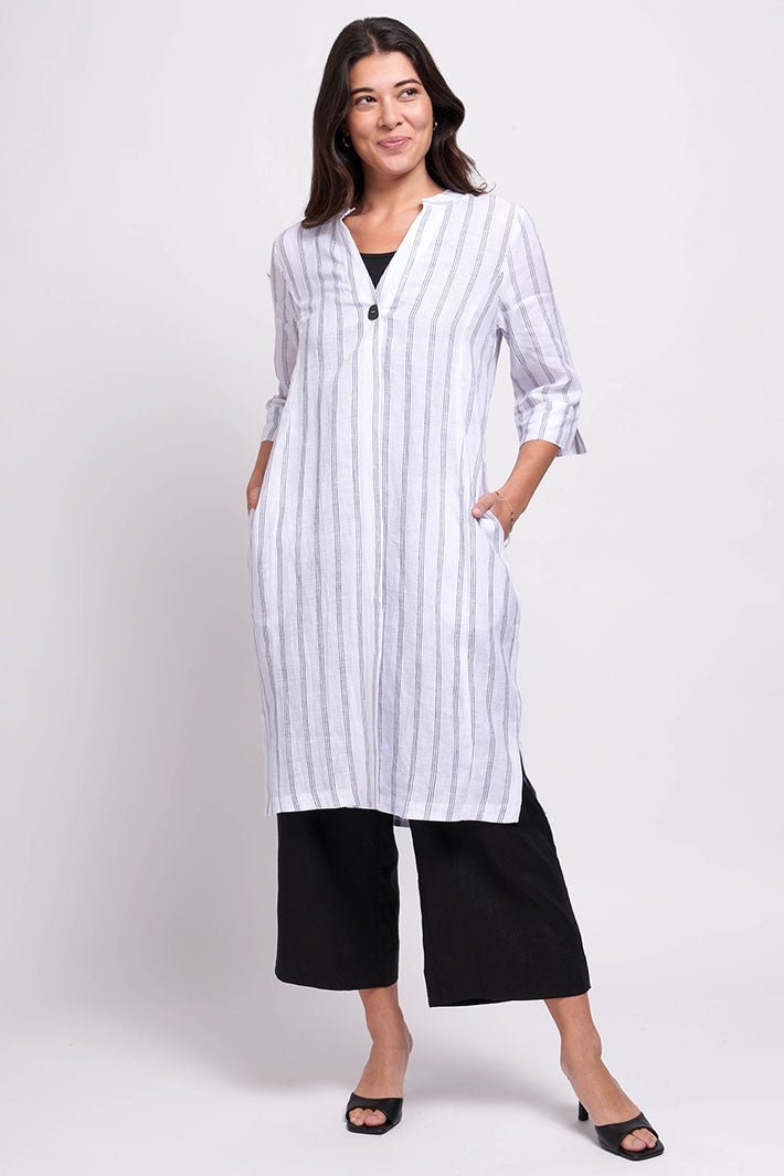 Foil 7456 White Long Shirt - Dotique