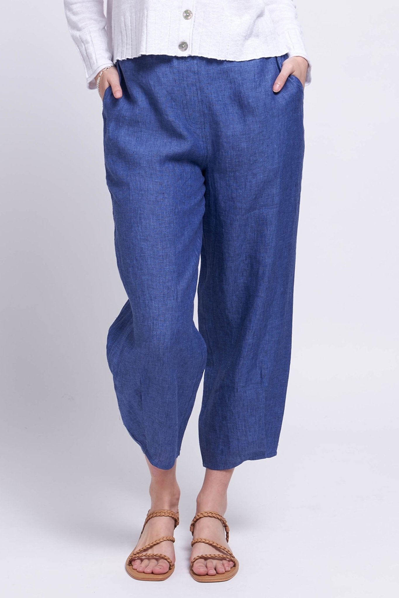 Foil 7481 Blue Denim Hash Up & Away Linen Trousers - Dotique - Foil