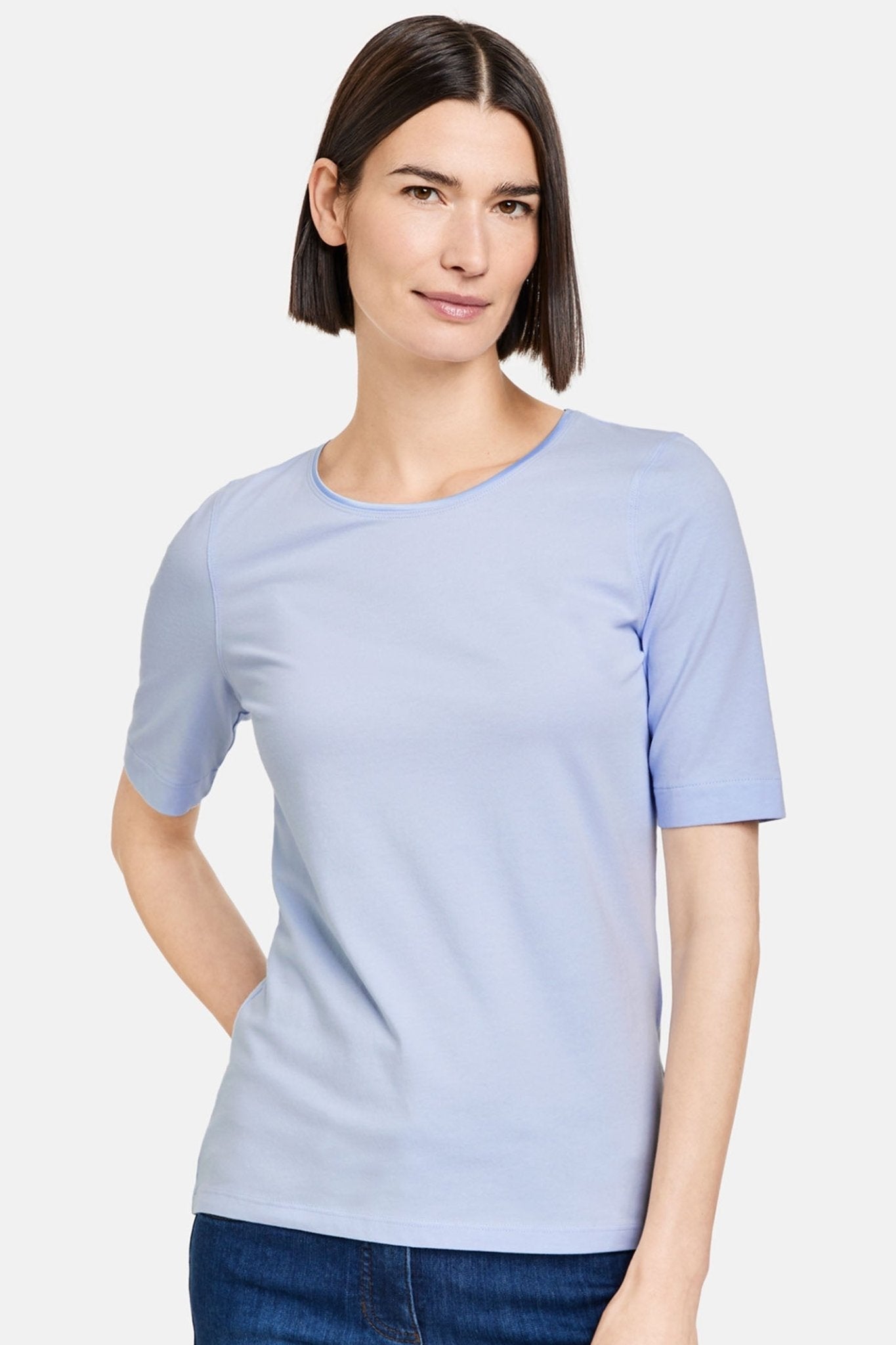 Gerry Weber 977048-44000 Light Blue Round Neck T-Shirt - Dotique Chesterfield