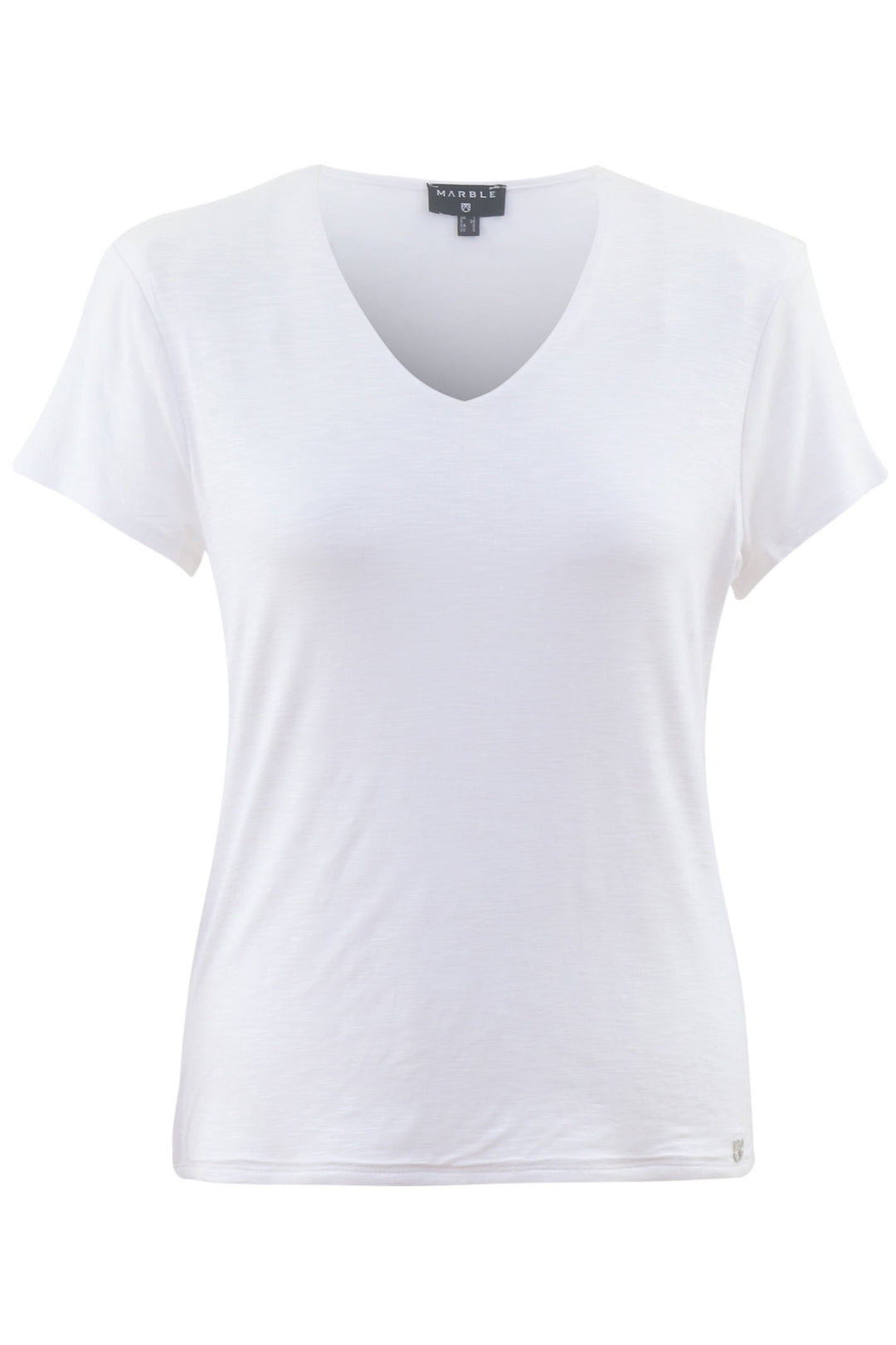 Marble 6539 102 White V-Neck T-Shirt - Dotique