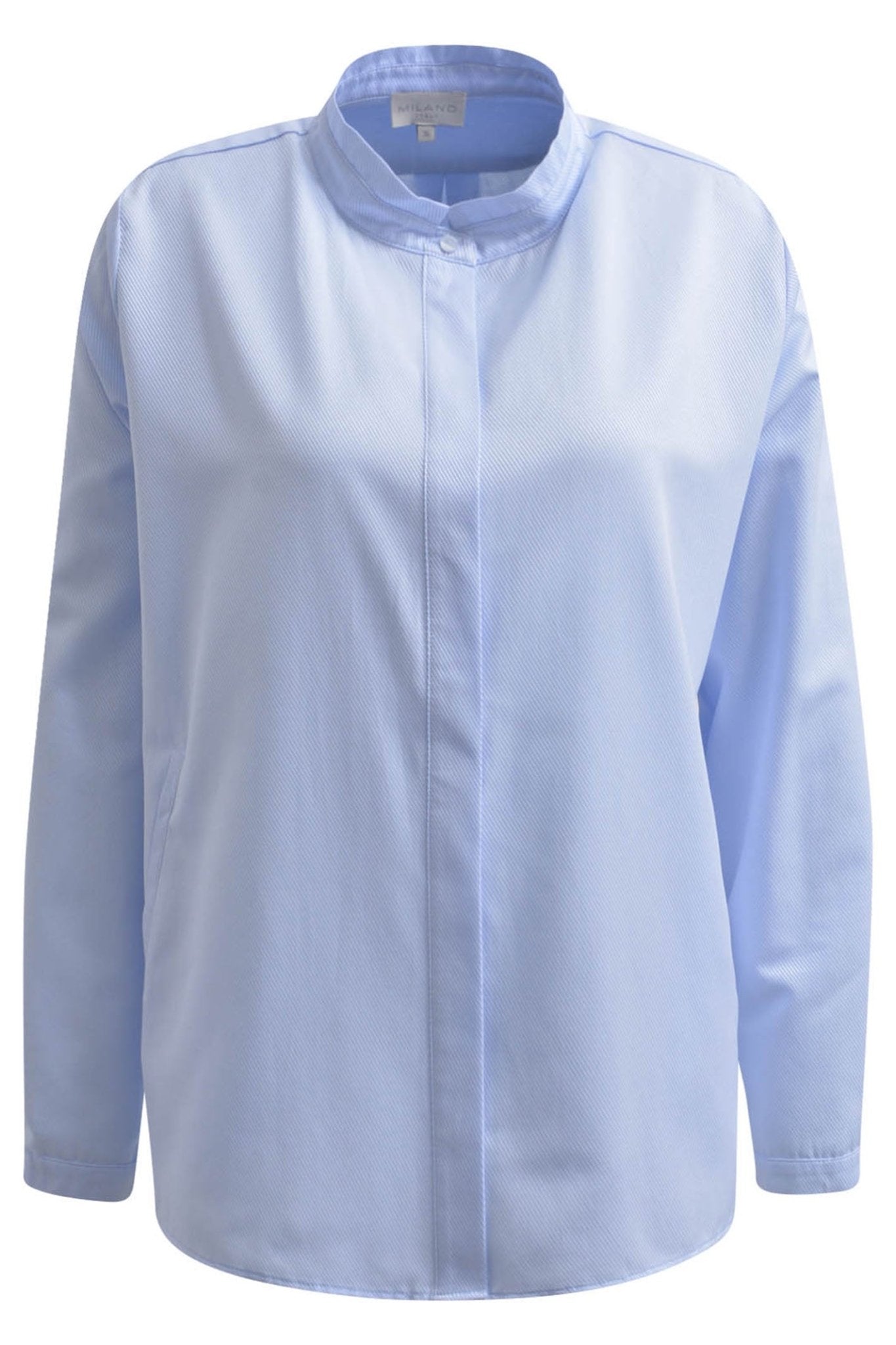 Milano 41-4385-3608 Sky Blue Collarless Blouse - Dotique
