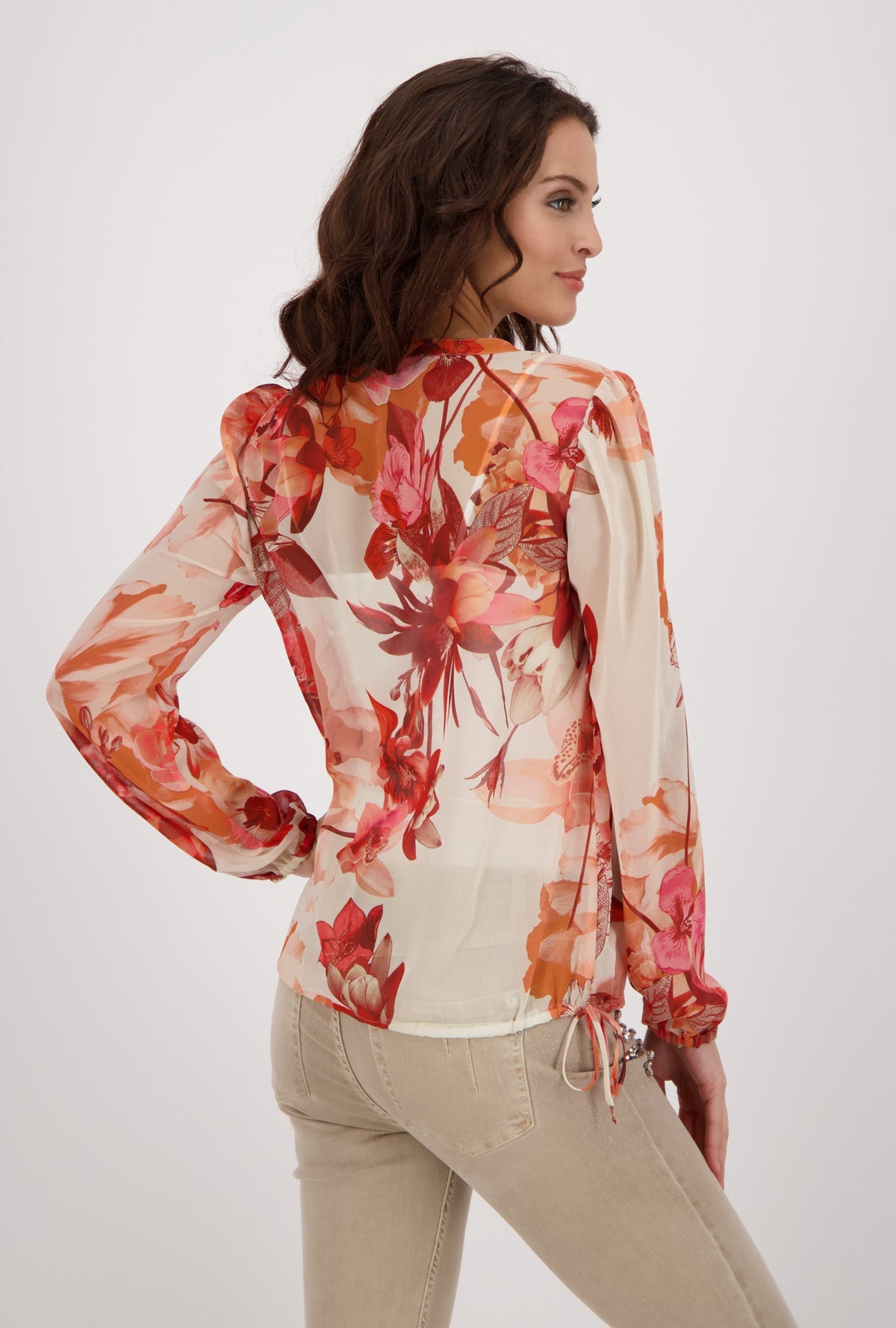 Monari 406102 Orange Pattern Thelma Blouse Lifestyle Back | Dotique