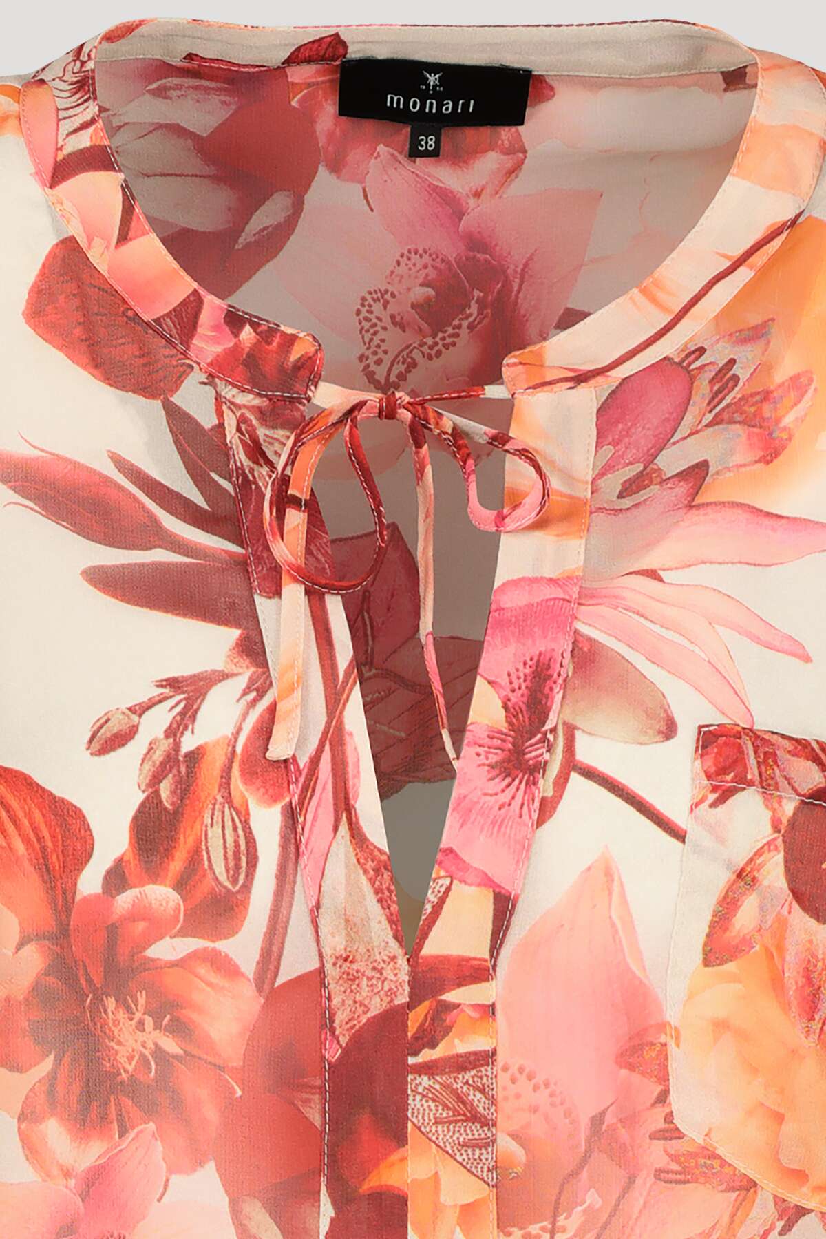 Monari 406102 Orange Pattern Thelma Blouse Detail | Dotique