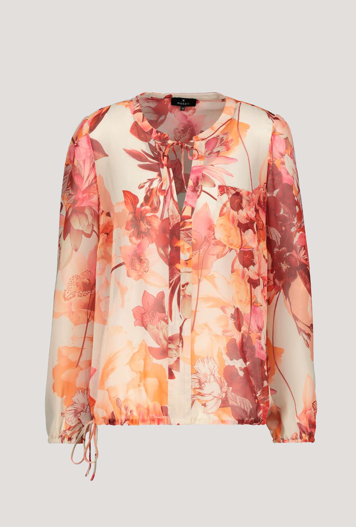 Monari 406102 Orange Pattern Thelma Blouse Front | Dotique