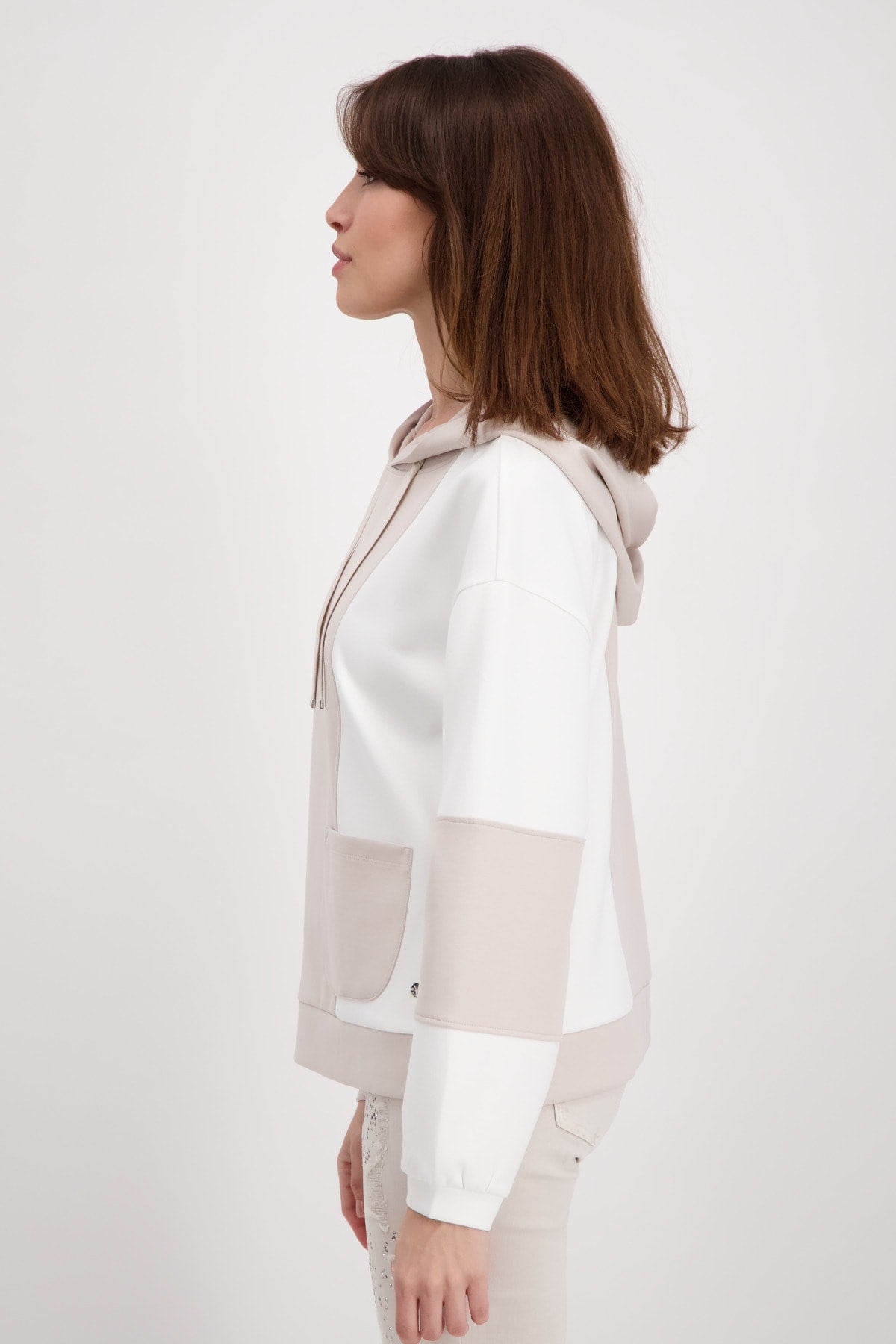 Monari 406805 Stone/ Cream Hooded Sweat - Dotique - Monari