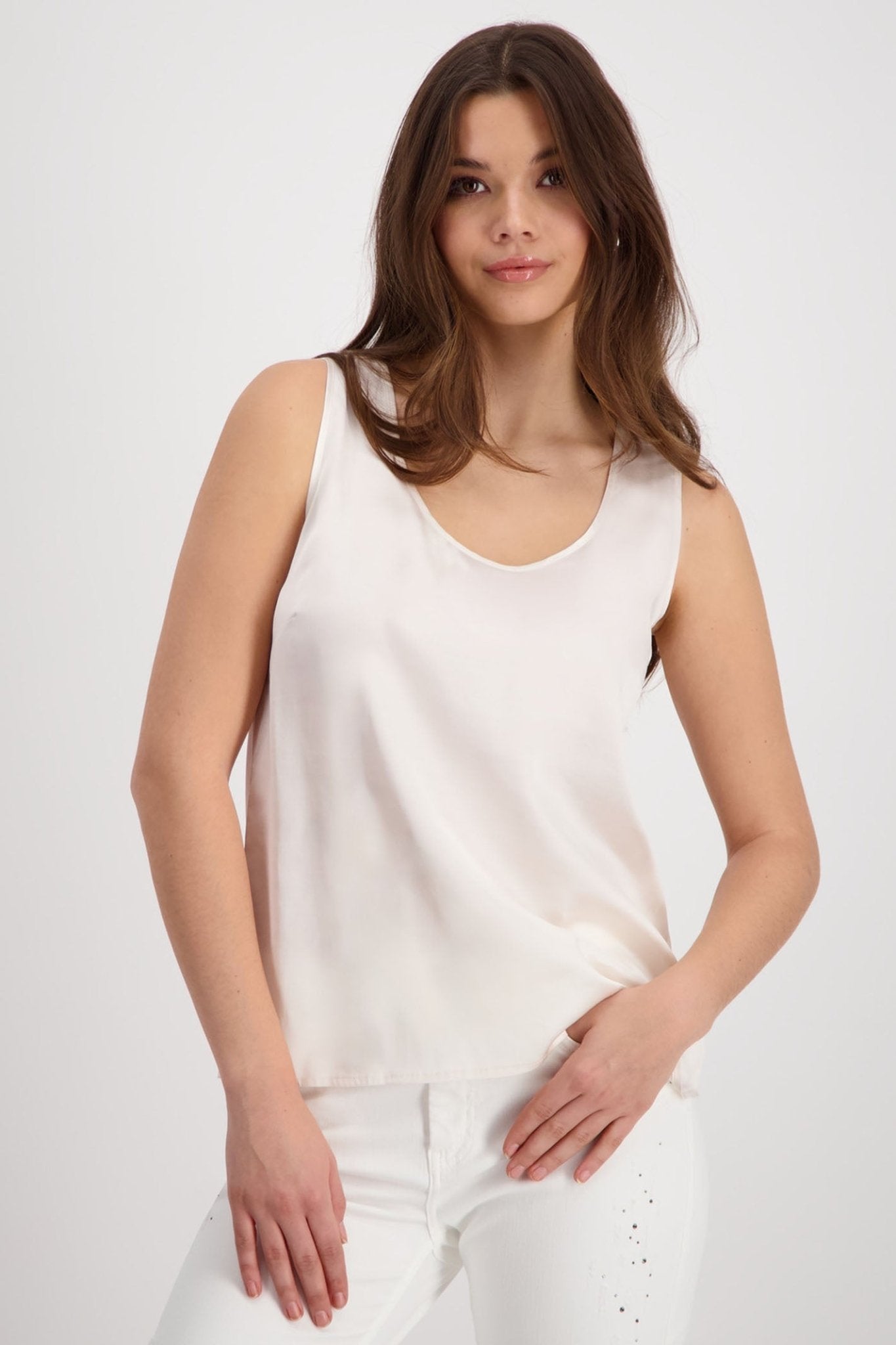 Monari 408412 Peanut Beige Sleeveless Top - Dotique