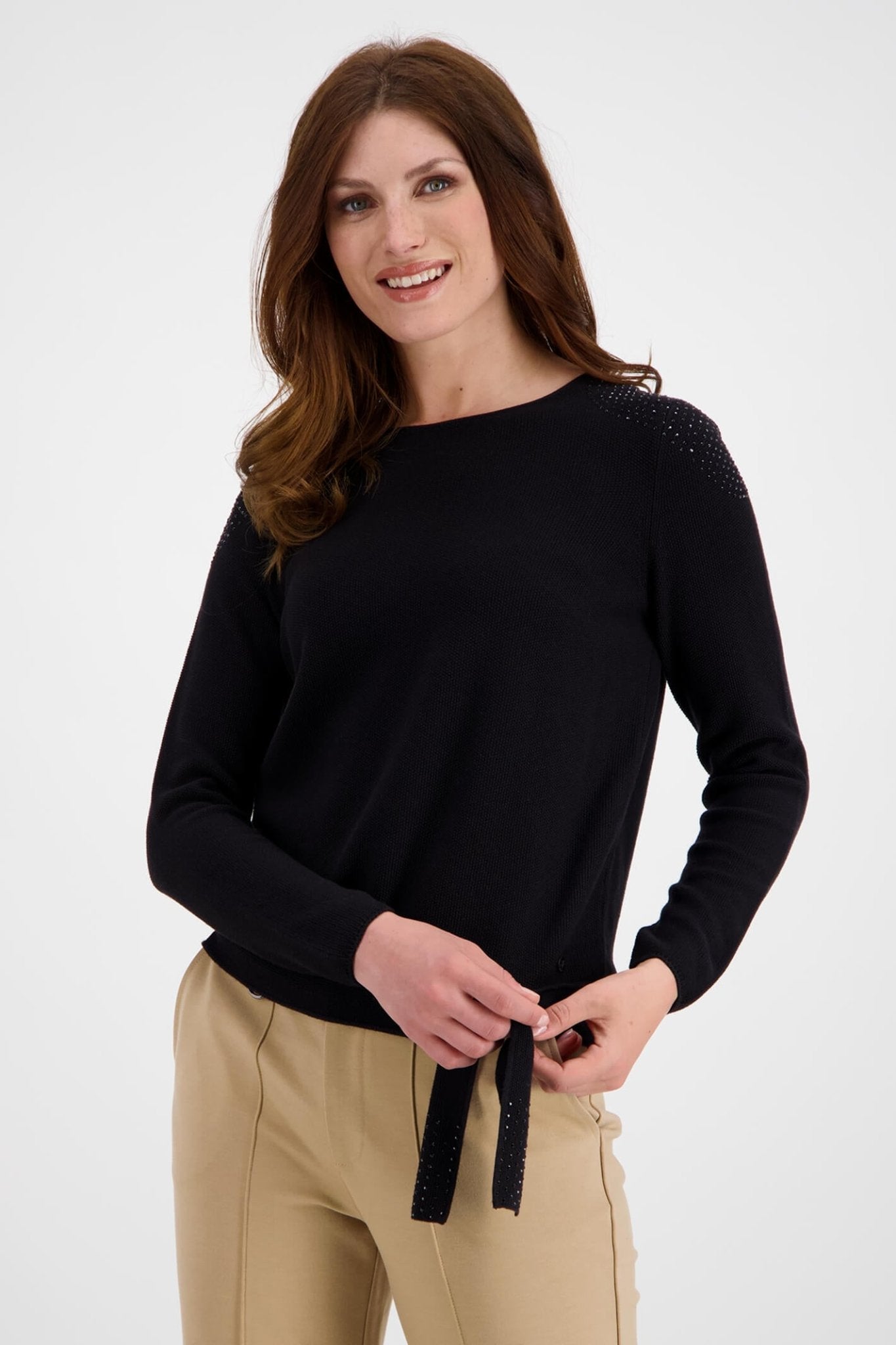 Monari 804988 Black Sweater with Rhinestone - Dotique
