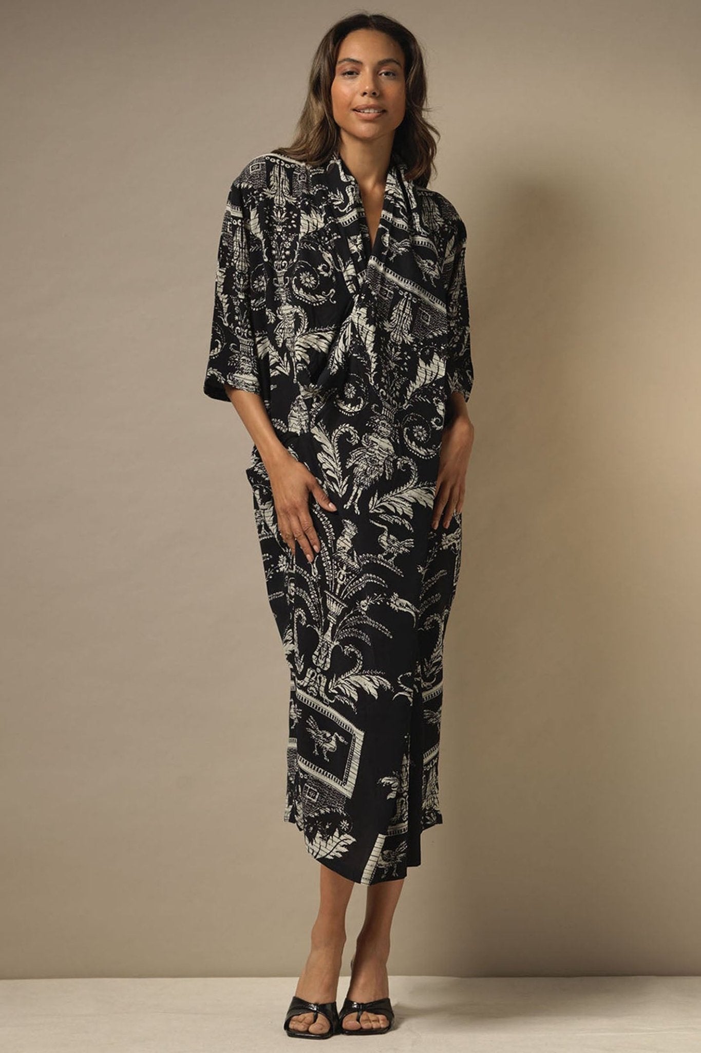 One Hundred Stars DRBDAMBLK Vintage Damask Black Rachel Dress - Dotique Chesterfield