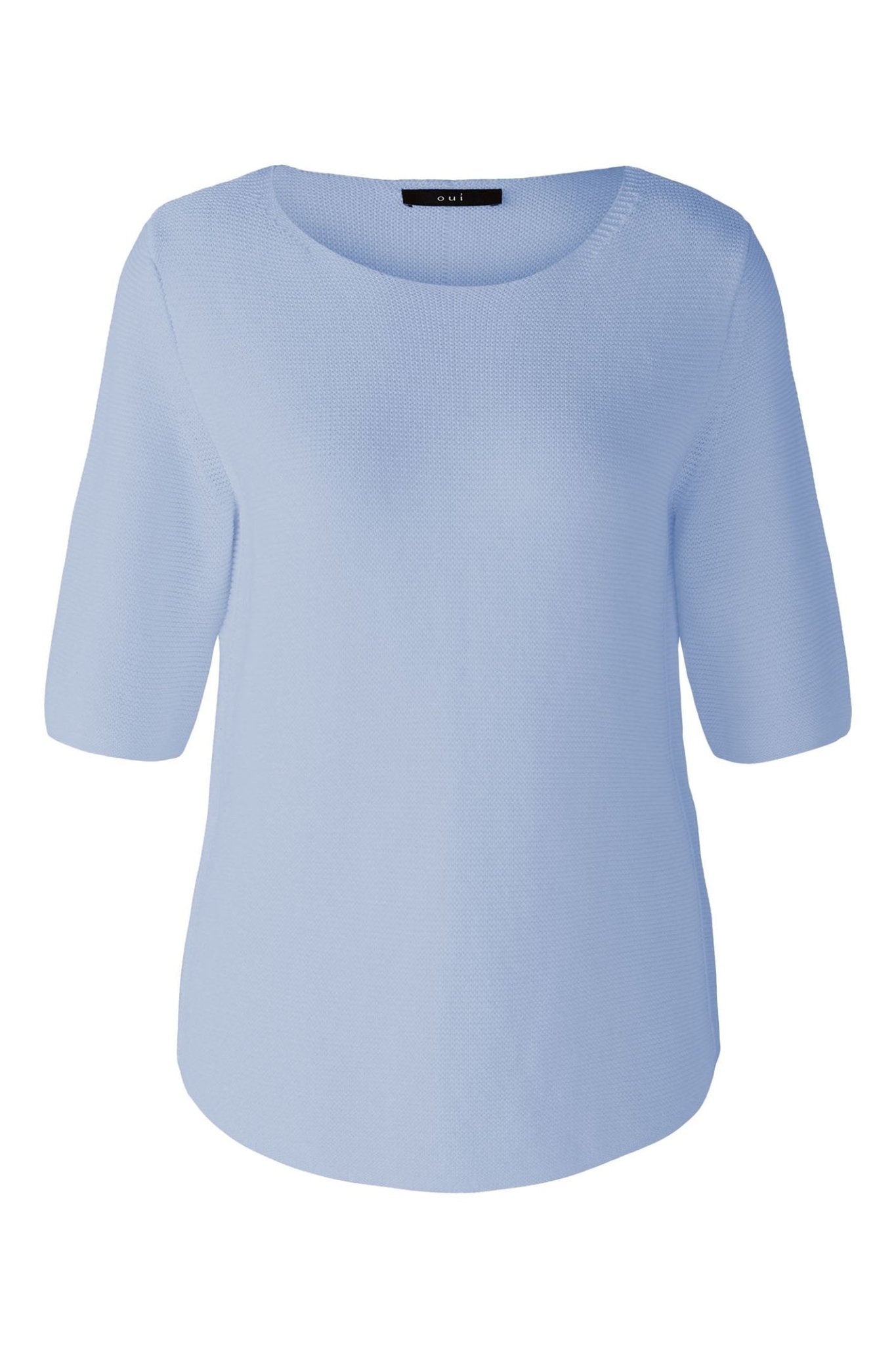 Oui 87489 Light Blue Short Sleeve Round Neck Jumper - Dotique