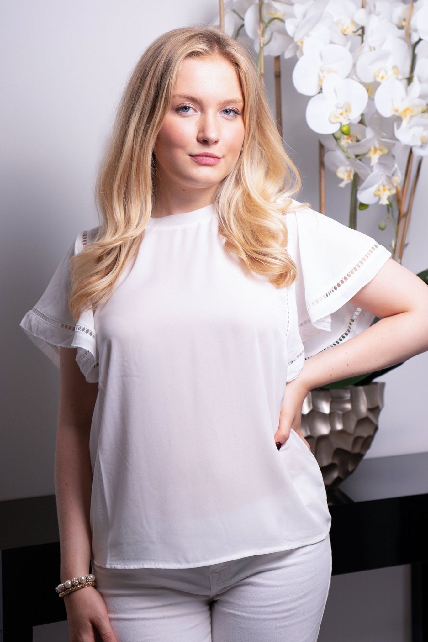 Passioni 15143 White Short Sleeve Top - Dotique