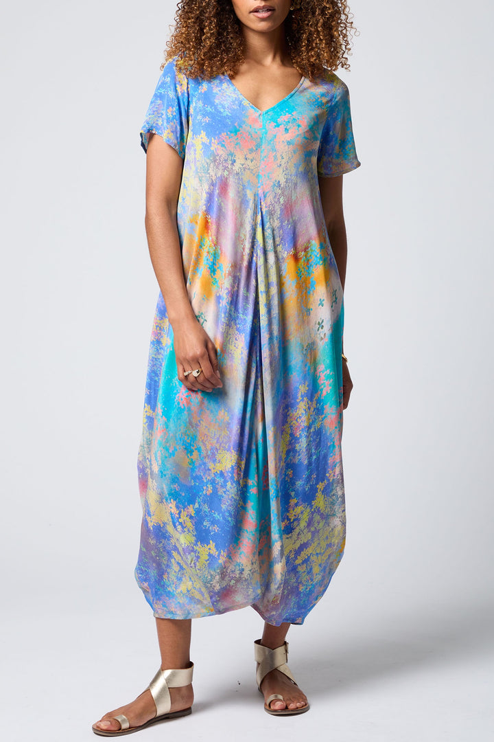 Sahara GRD1039-SDRS Blue Multicolour Summer Dreamscape Print Dress - Dotique