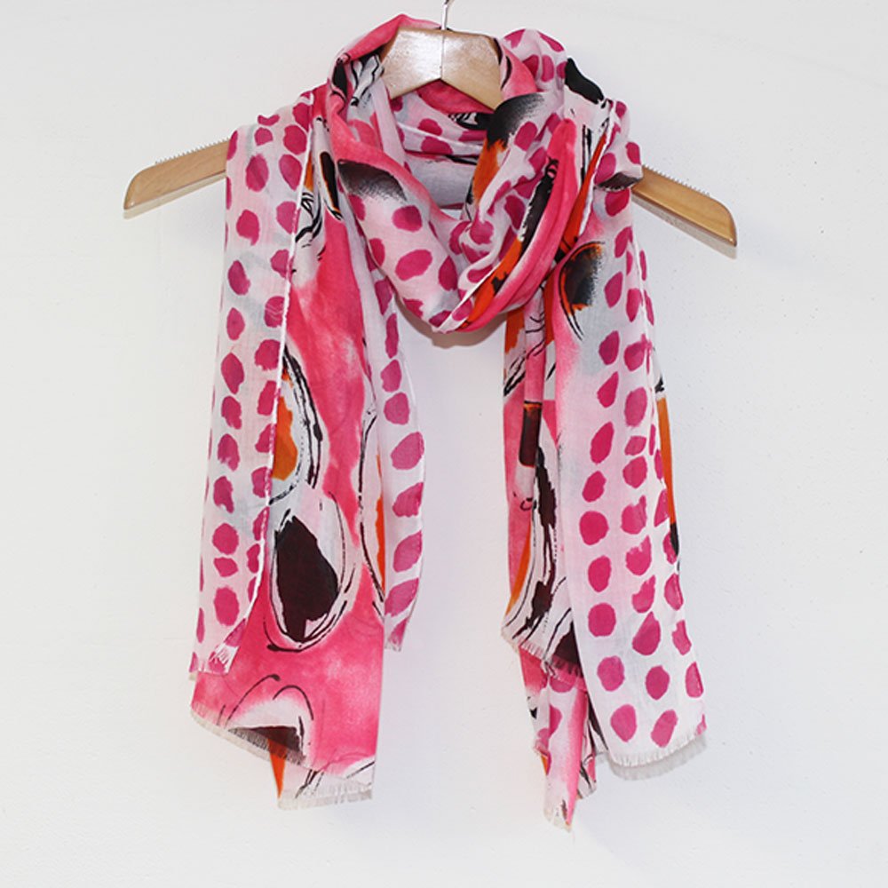 Tilley & Grace Alba Scarf Style 006 Dotique 1 pink spotty scarf