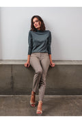 Woman wearing Robell 51559-5499-17 Bella K (73cm) Petite Trouser - Camel (17) by Robell, shop Robell at Dotique.
