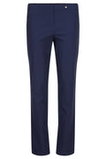 Robell Bella navy fleece-lined winter trousers with slim fit, elasticated waistband and 73cm inside leg.
