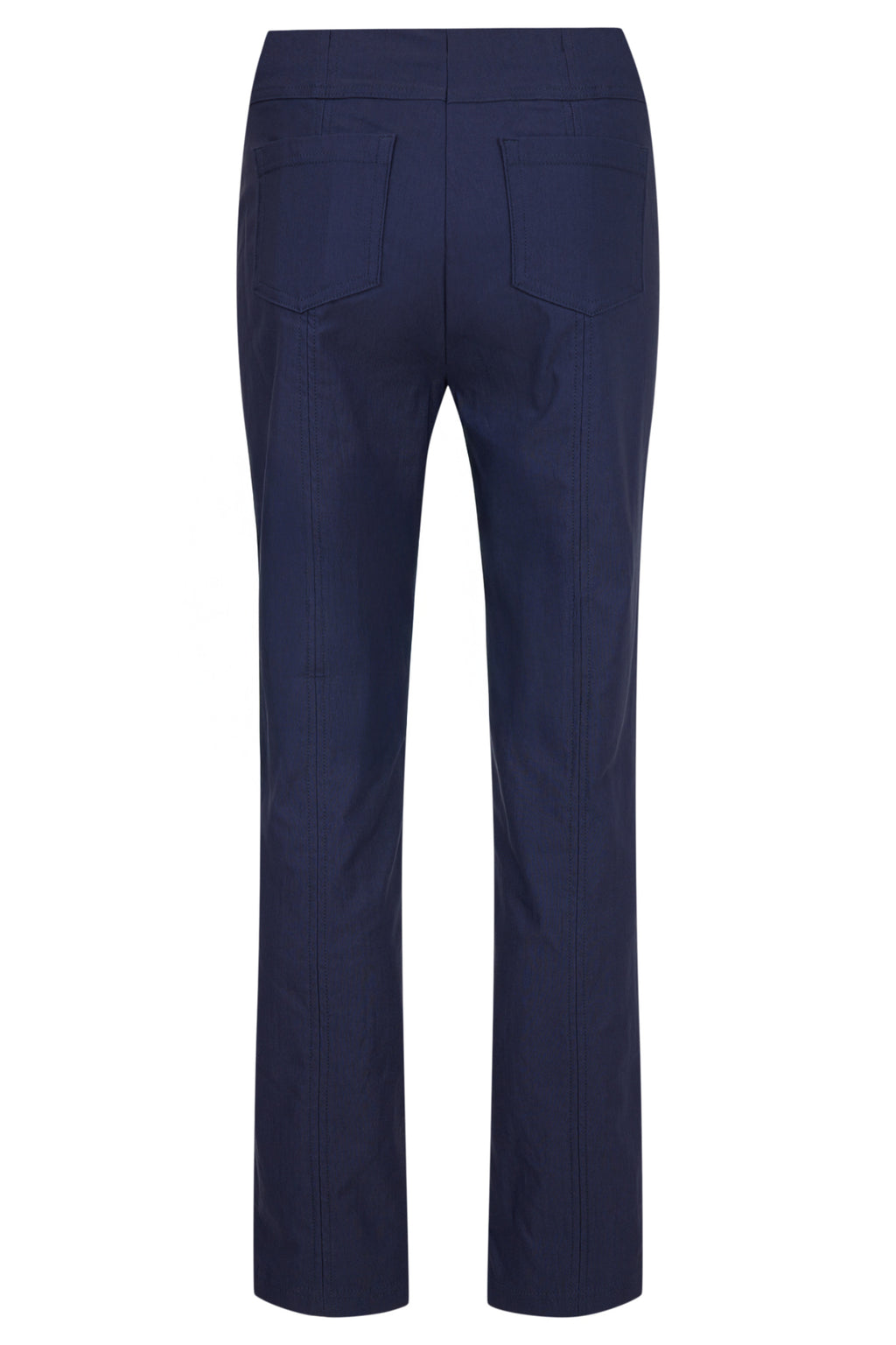 Robell Bella navy pull-on winter trousers with slim fit, fleece lining, elasticated waistband and 78cm inside leg.