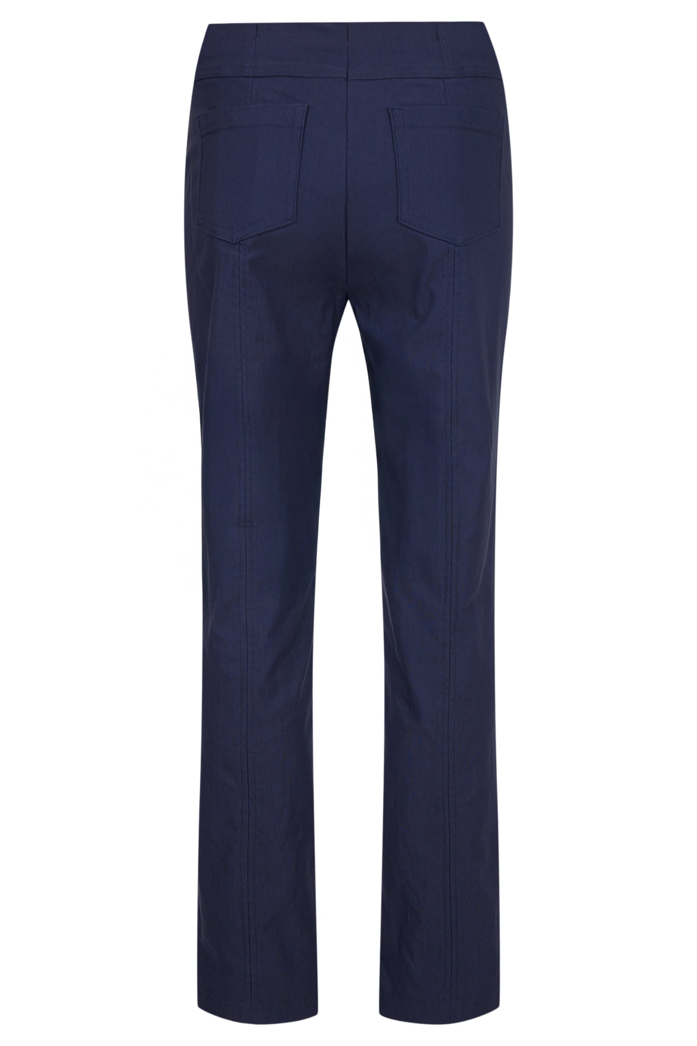 Robell Bella navy fleece-lined winter trousers with slim fit, elasticated waistband and 73cm inside leg.
