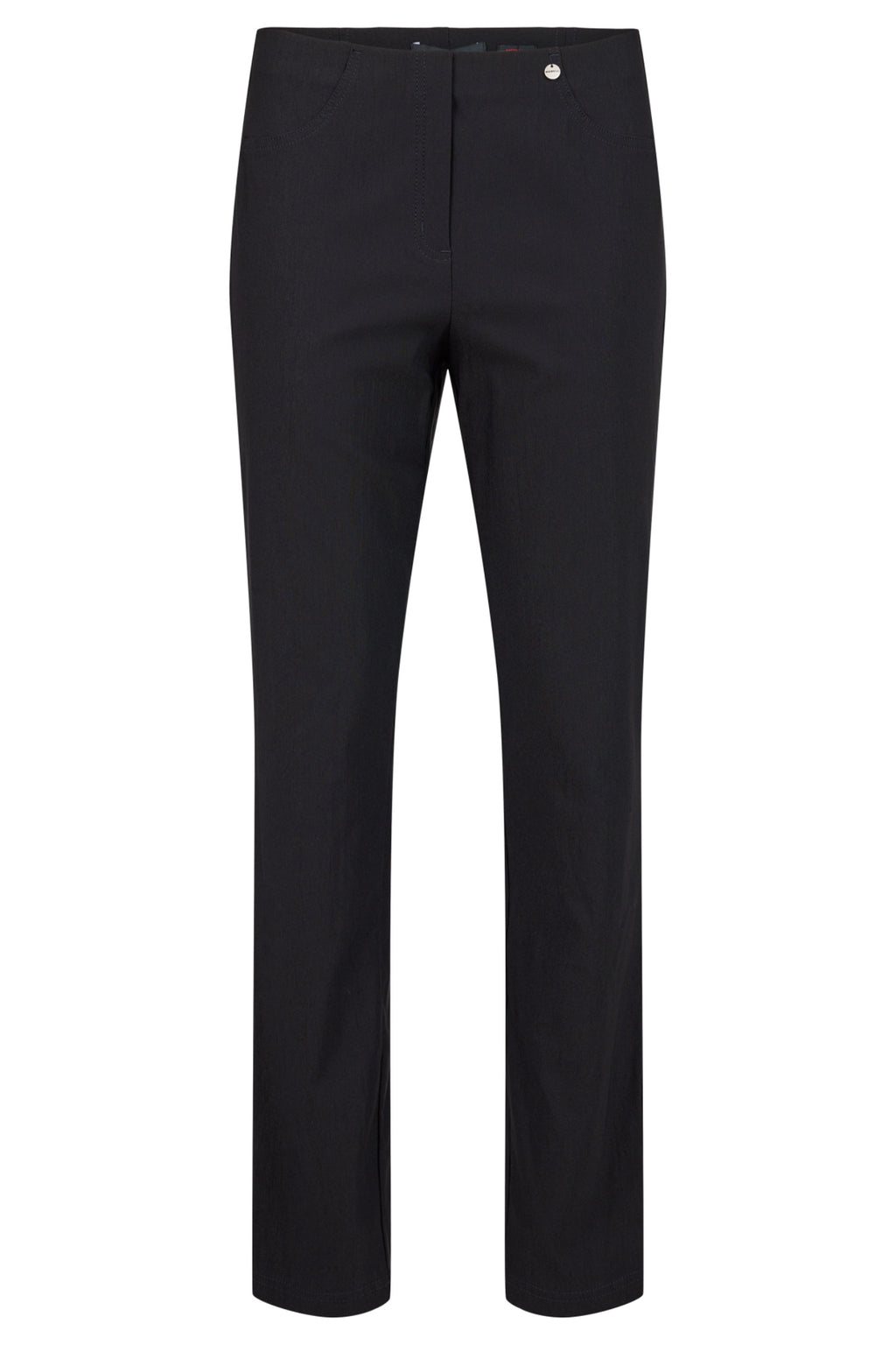 Robell Bella black pull-on winter trousers with slim fit, fleece lining, elasticated waistband and 78cm inside leg.