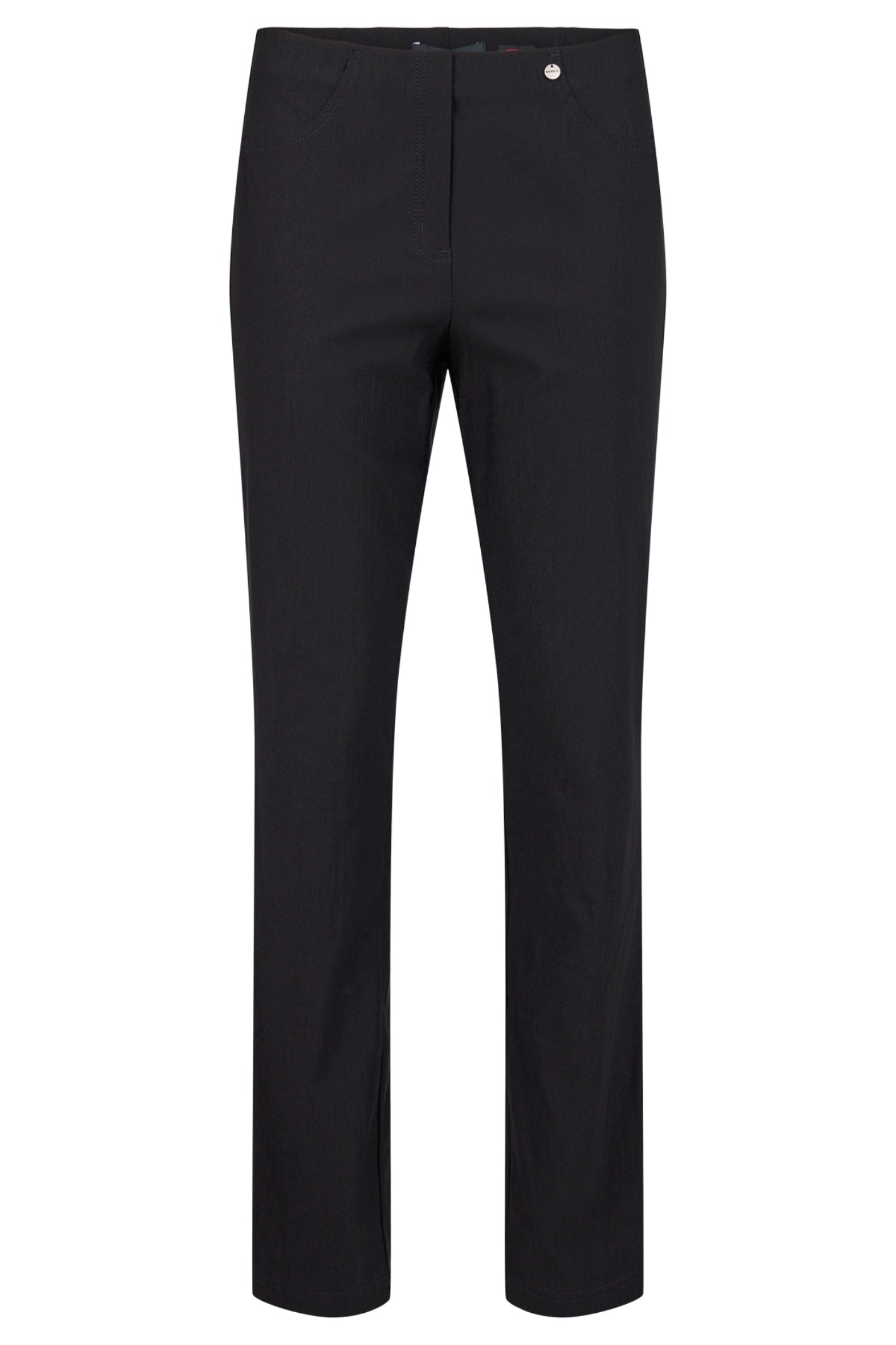 Robell Bella black pull-on winter trousers with slim fit, fleece lining, elasticated waistband and 78cm inside leg.