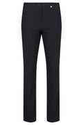 Robell Bella black fleece-lined winter trousers with slim fit, elasticated waistband and 73cm inside leg.