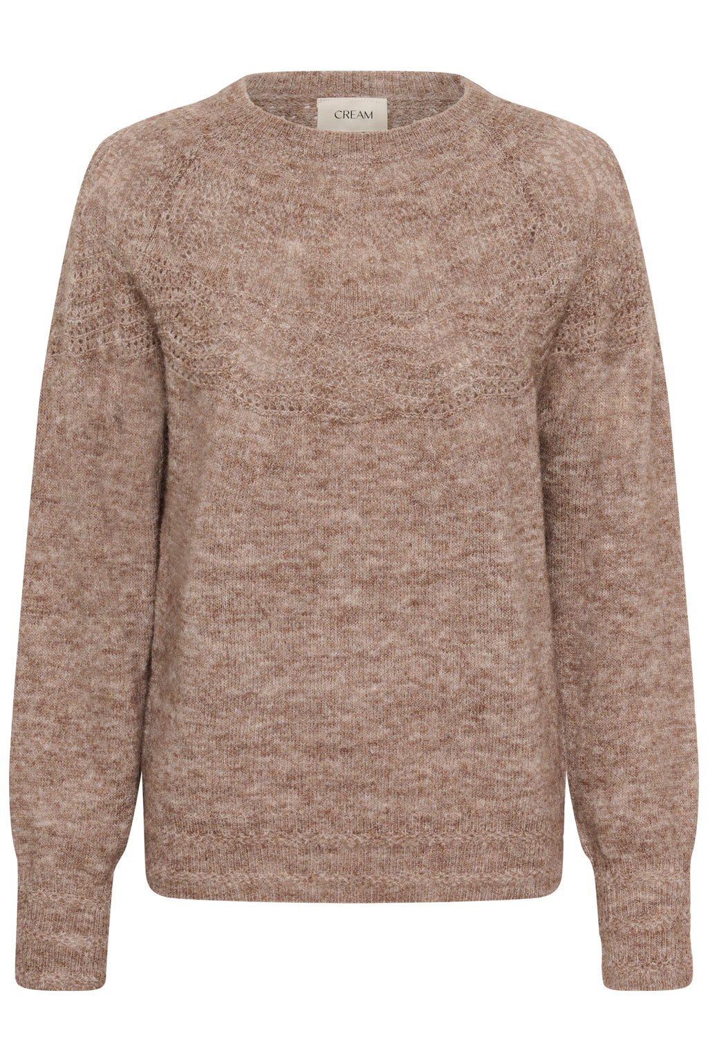 Cream 10615297 CRJunah Pointelle Jumper Dark Oat Melange