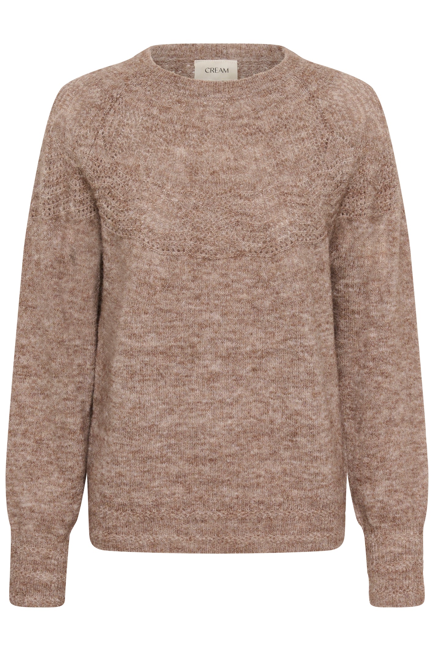 Cream 10615297 CRJunah Pointelle Jumper Dark Oat Melange