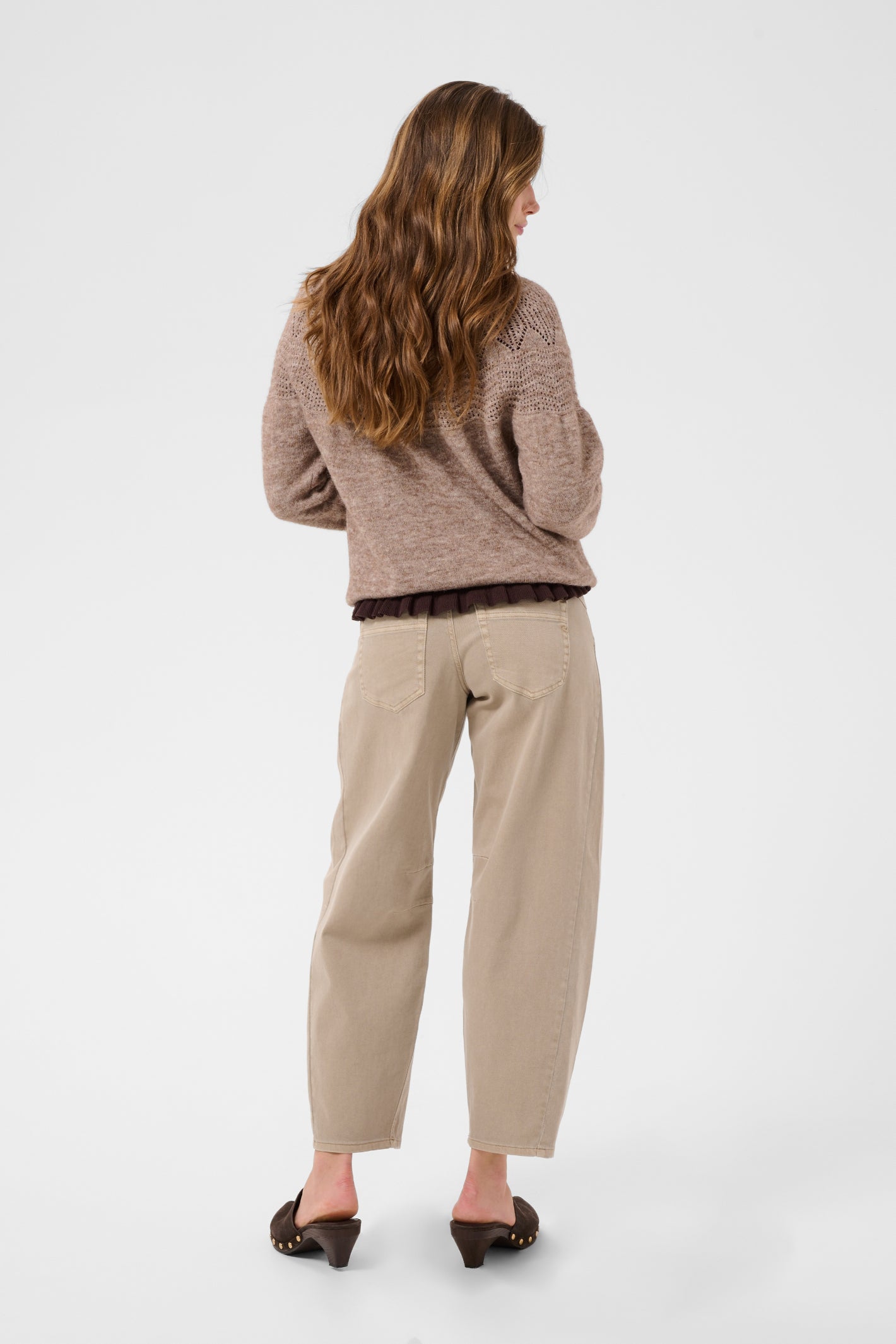 Cream 10615297 CRJunah Pointelle Jumper Dark Oat Melange