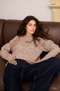 Cream 10615297 CRJunah Pointelle Jumper Dark Oat Melange