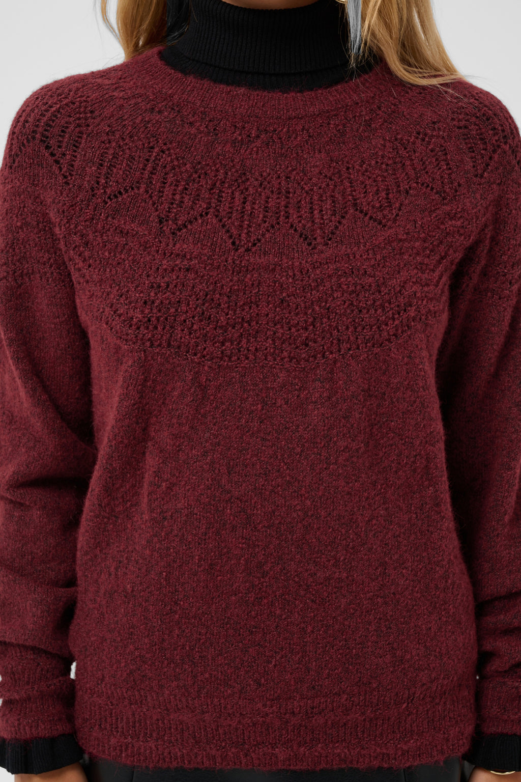 Cream 10615297 CRJunah Pointelle Jumper Cabernet Red