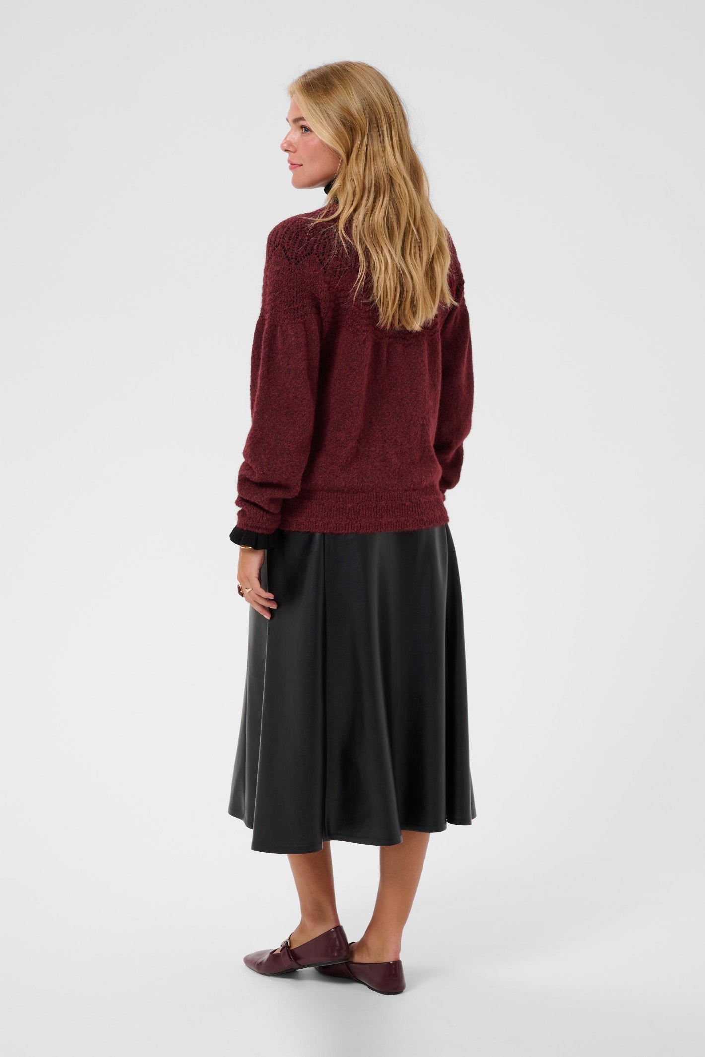 Cream 10615297 CRJunah Pointelle Jumper Cabernet Red