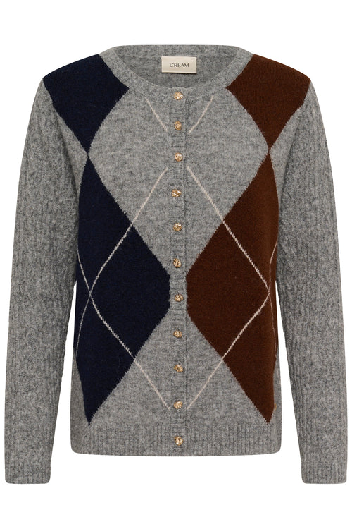 Cream 10615300 CRHope Knit Cardigan grey argyle knit Shop Cream at Dotique