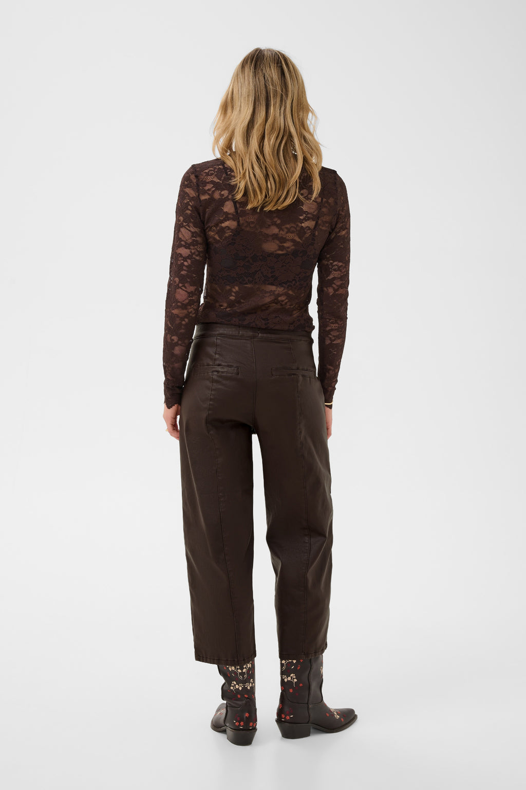 Cream 10615348 CRWinni Coated Ankle Trousers in Java Brown