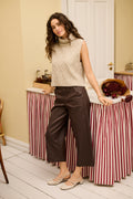 Cream 10615348 CRWinni Coated Ankle Trousers in Java Brown