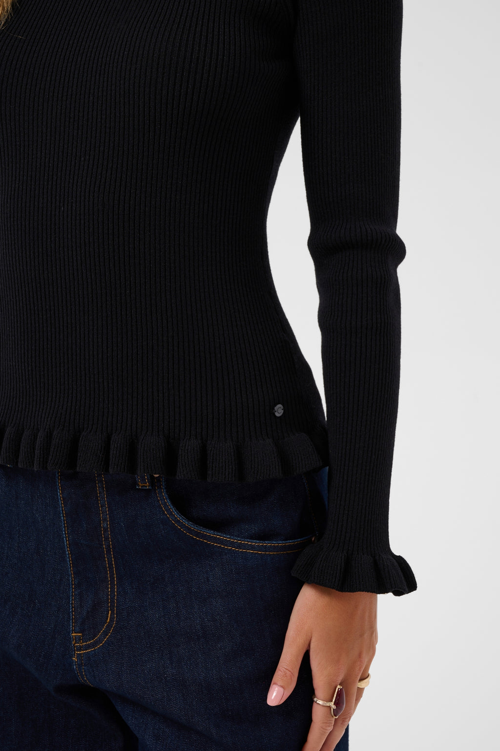 Cream 10615363 CRDela Knit Roll Neck Black