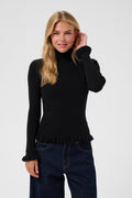 Cream 10615363 CRDela Knit Roll Neck Black