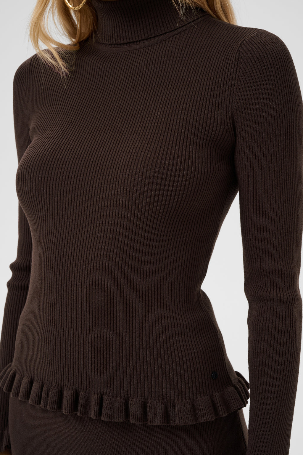 Cream 10615363 CRDela Knit Roll Neck Brown