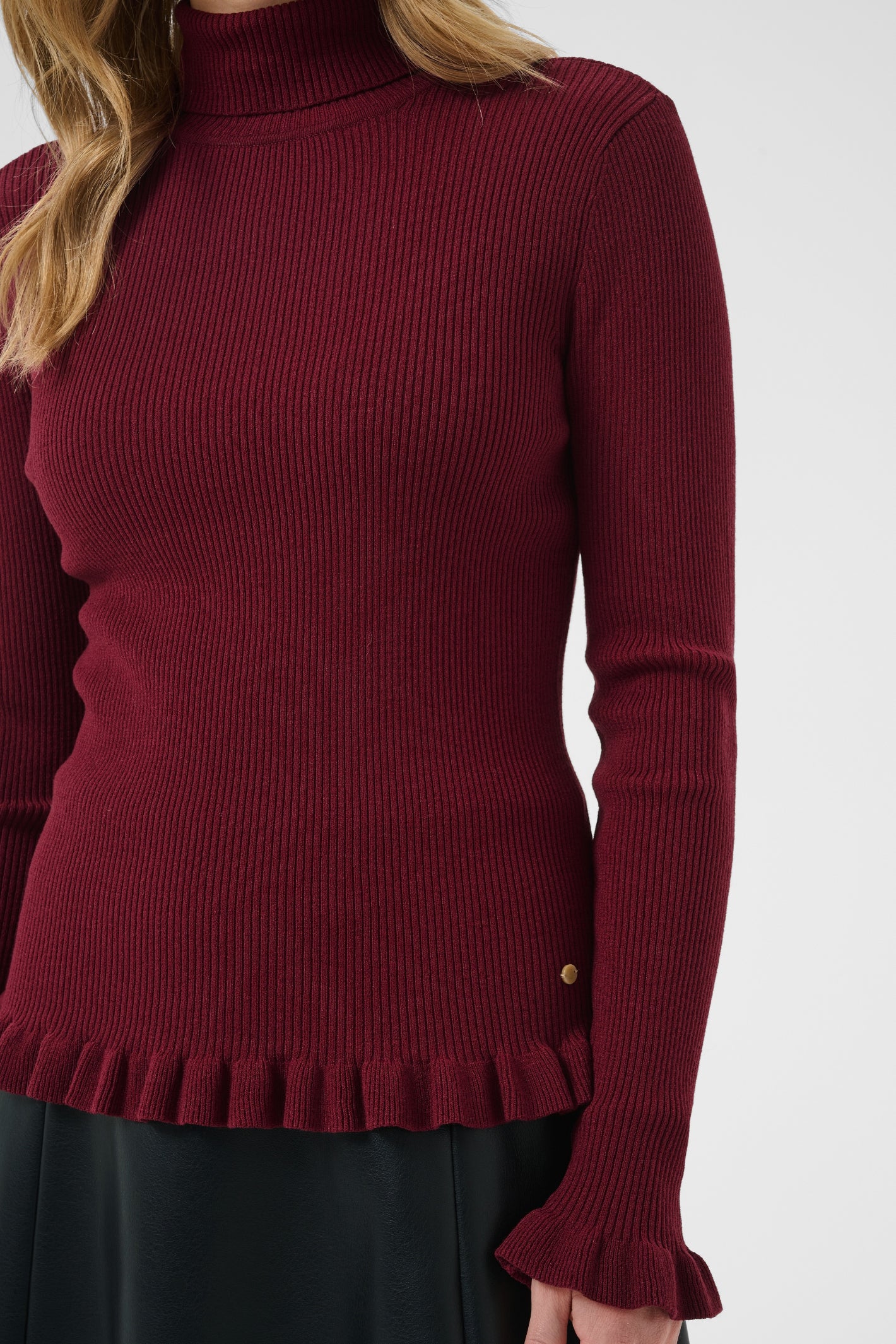Cream 10615363 CRDela Knit Roll Neck Cabernet Red