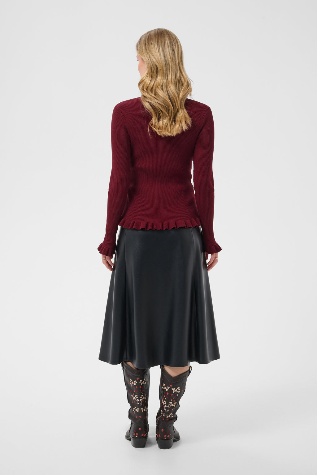 Cream 10615363 CRDela Knit Roll Neck Cabernet Red