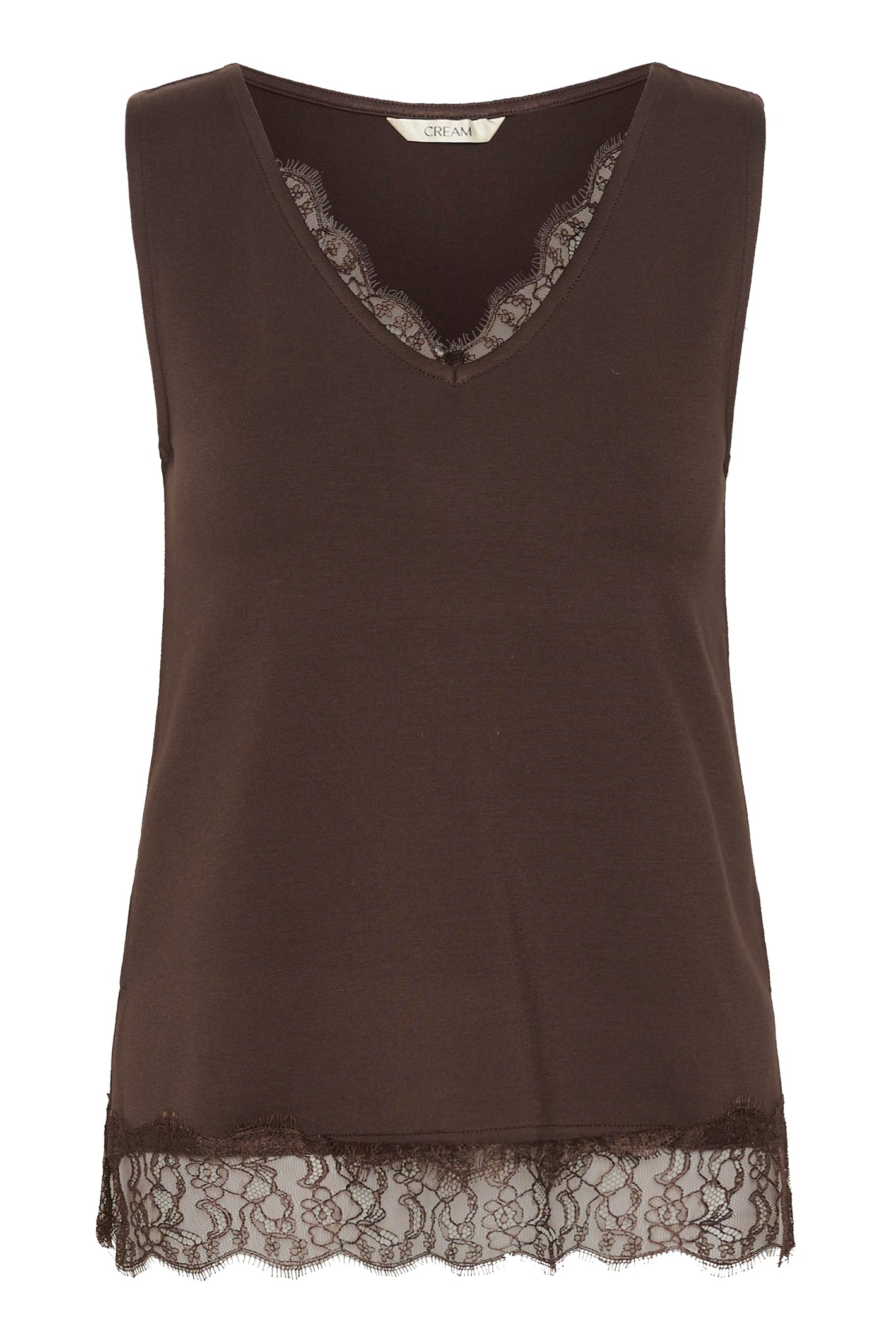 Cream 10615546 CrAlvaia Jersey Lace Top Java