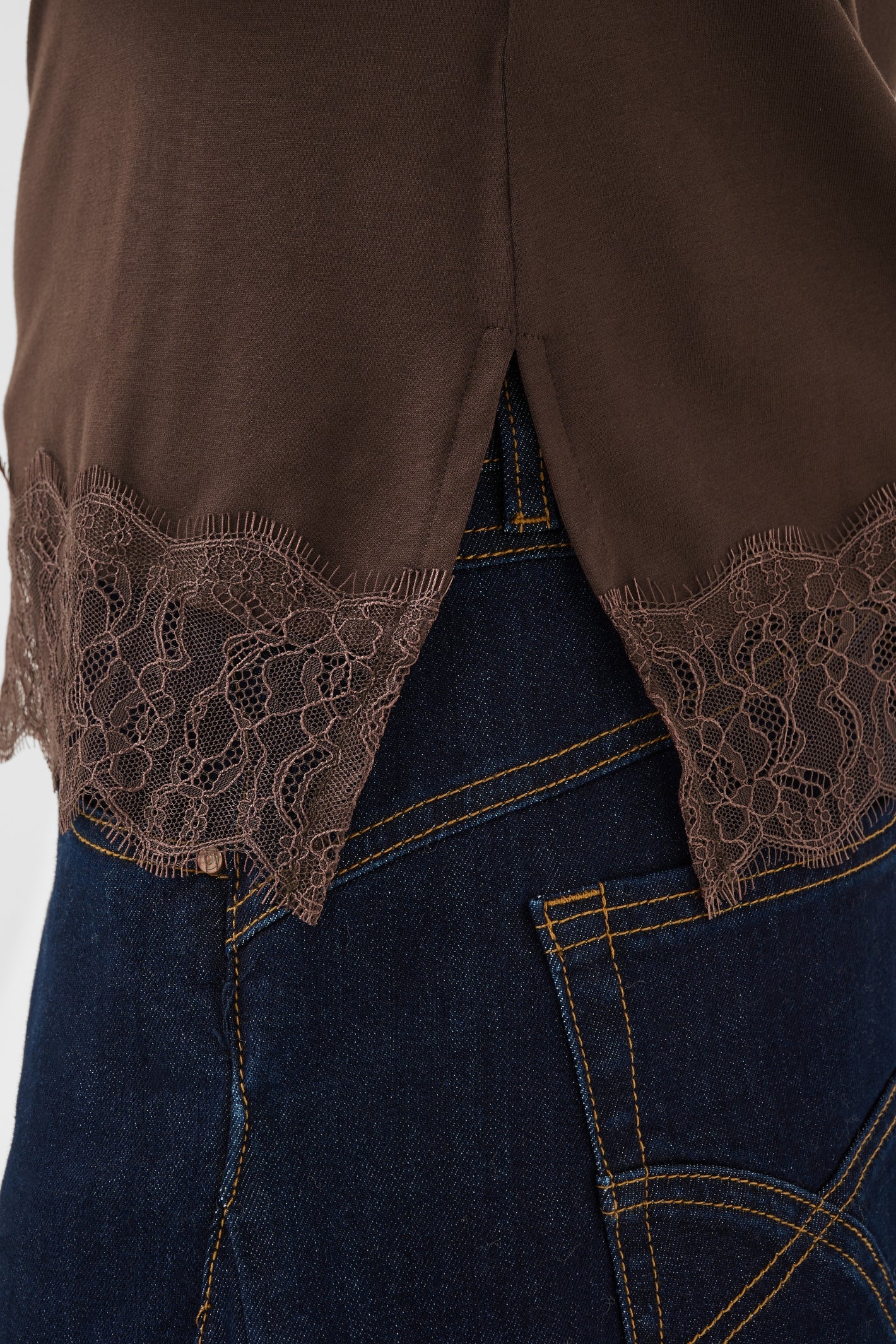 Cream 10615546 CrAlvaia Jersey Lace Top Java