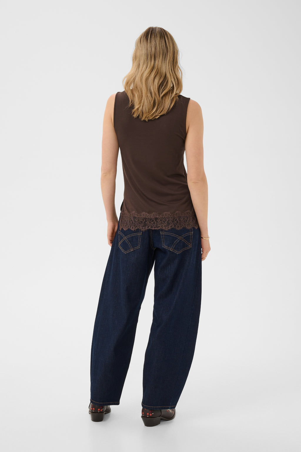 Cream 10615546 CrAlvaia Jersey Lace Top Java