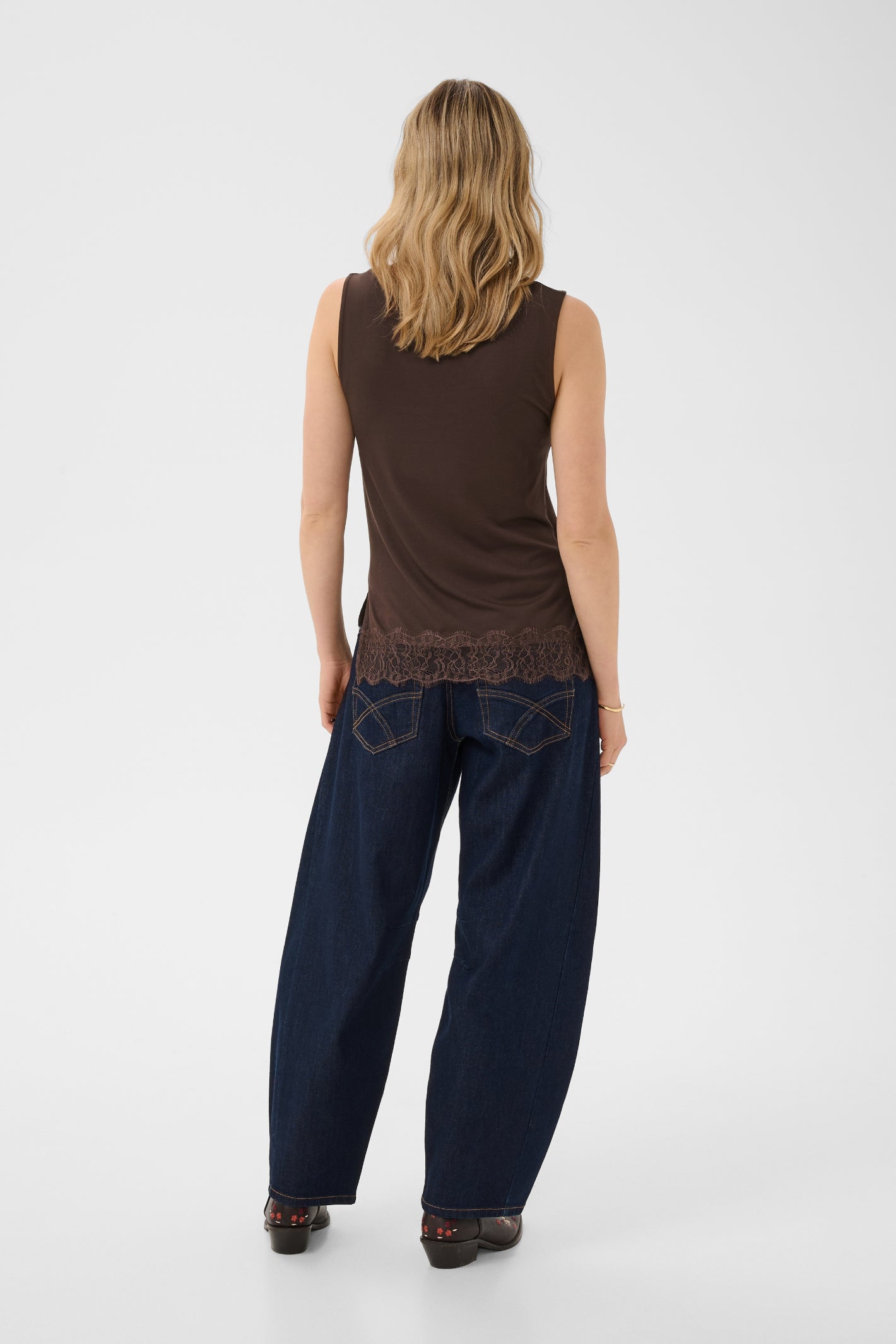 Cream 10615546 CrAlvaia Jersey Lace Top Java