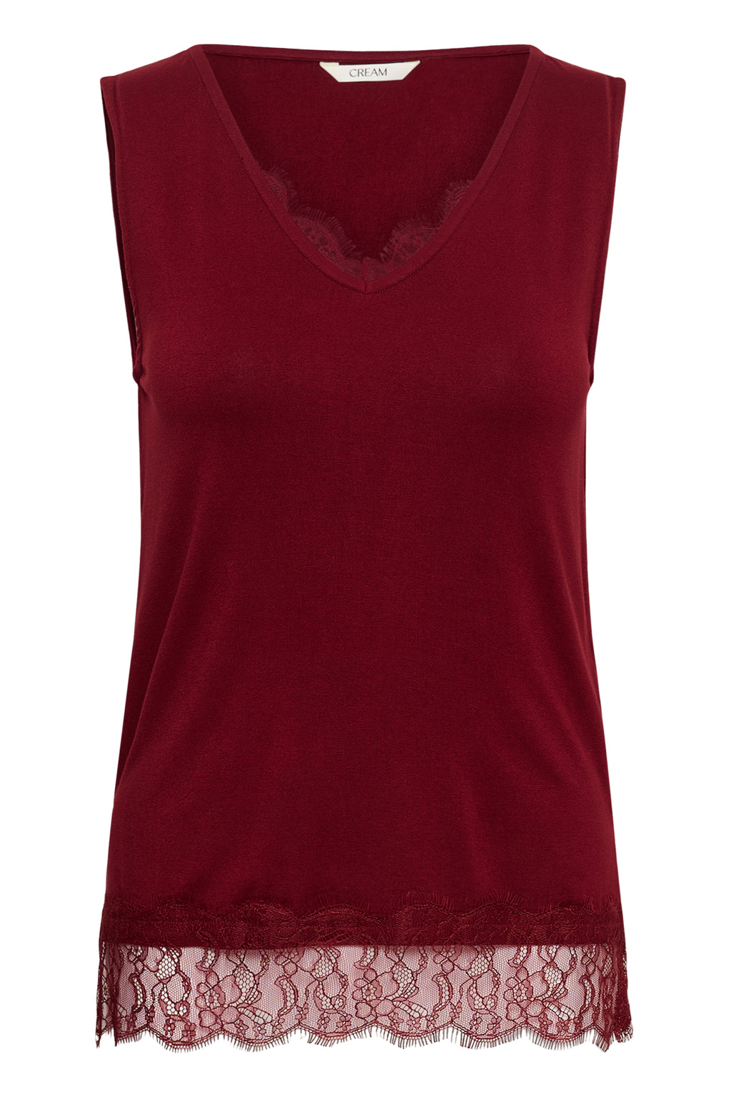 Cream 10615546 CrAlvaia Jersey Lace Top Cabernet