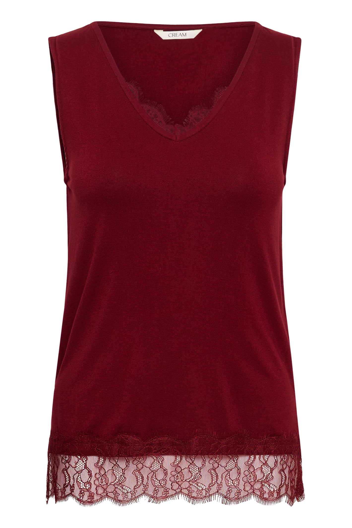 Cream 10615546 CrAlvaia Jersey Lace Top Cabernet