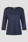 Barbara Lebek 15115062 T-Shirt - Navy, embellished long sleeve top. Shop Barbara Lebek at Dotique