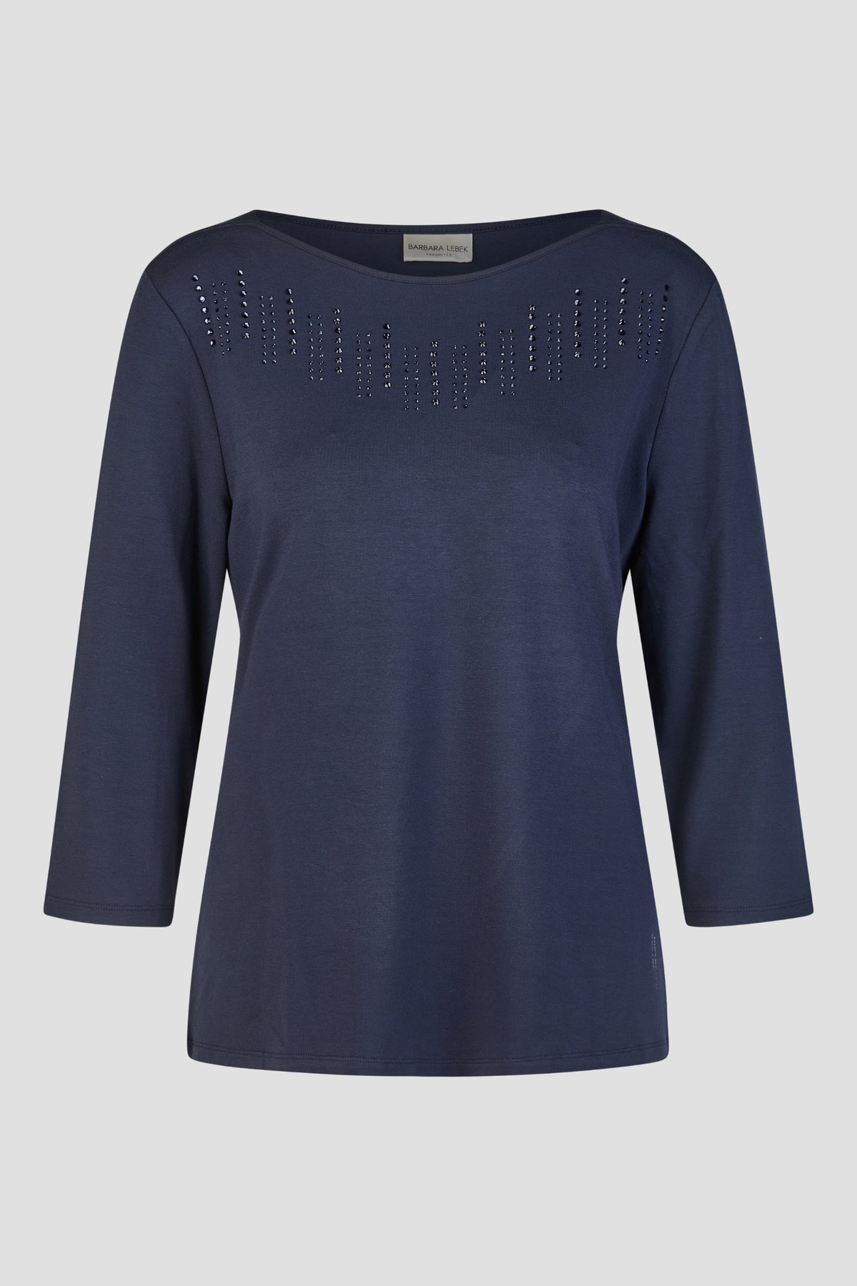 Barbara Lebek 15115062 T-Shirt - Navy, embellished long sleeve top. Shop Barbara Lebek at Dotique