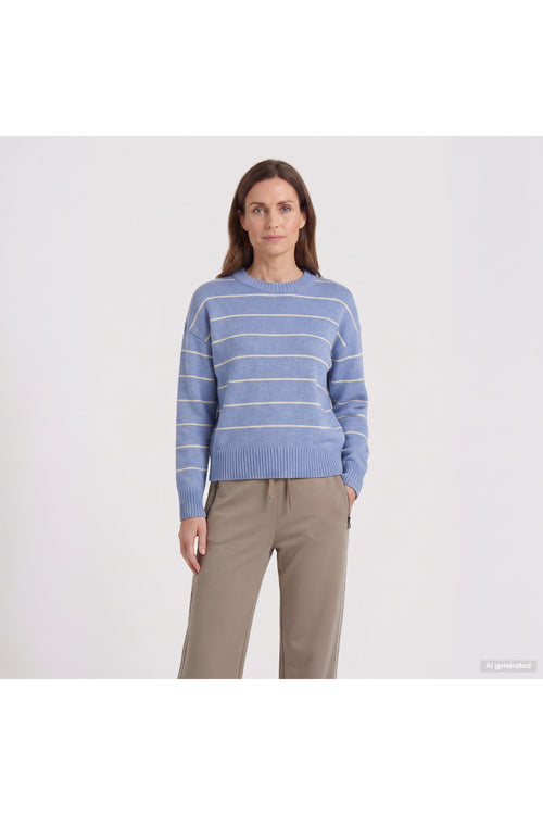 Barbara Lebek 15704062 Pullover - Bleached Indigo by Barbara Lebek blue striped knit. Shop Barbara Lebek at Dotique.