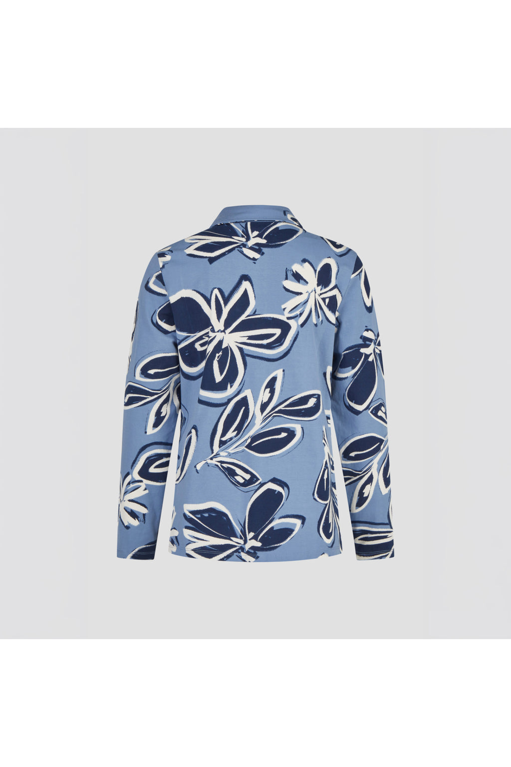 Barbara Lebek 15891062 Jersey Blouse - Smoke Blue floral blouse. You can Shop Barbara Lebek at Dotique.