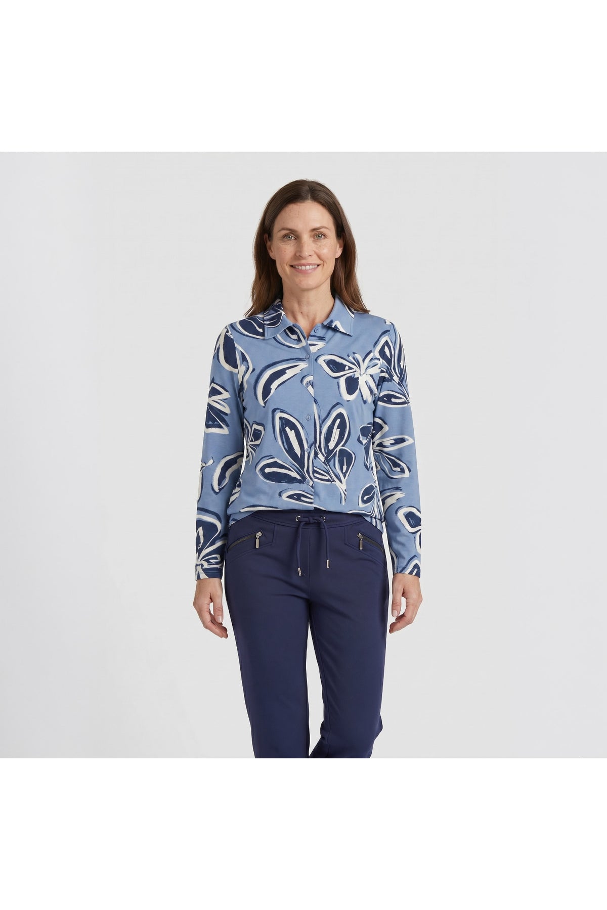 Barbara Lebek 15891062 Jersey Blouse - Smoke Blue Shop Barbara Lebek at Dotique