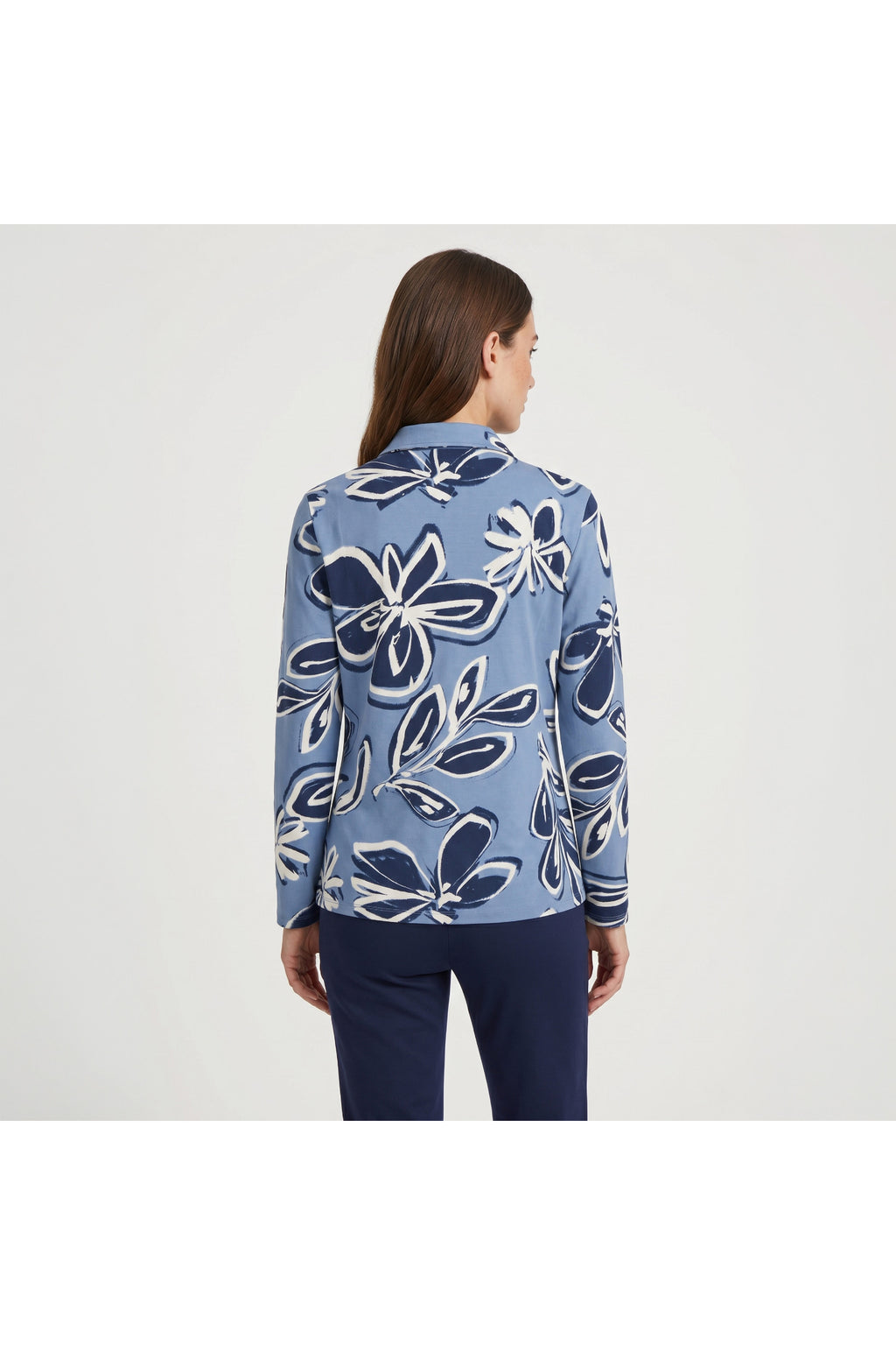 Barbara Lebek 15891062 Jersey Blouse - Smoke Blue back view Shop Barbara Lebek at Dotique