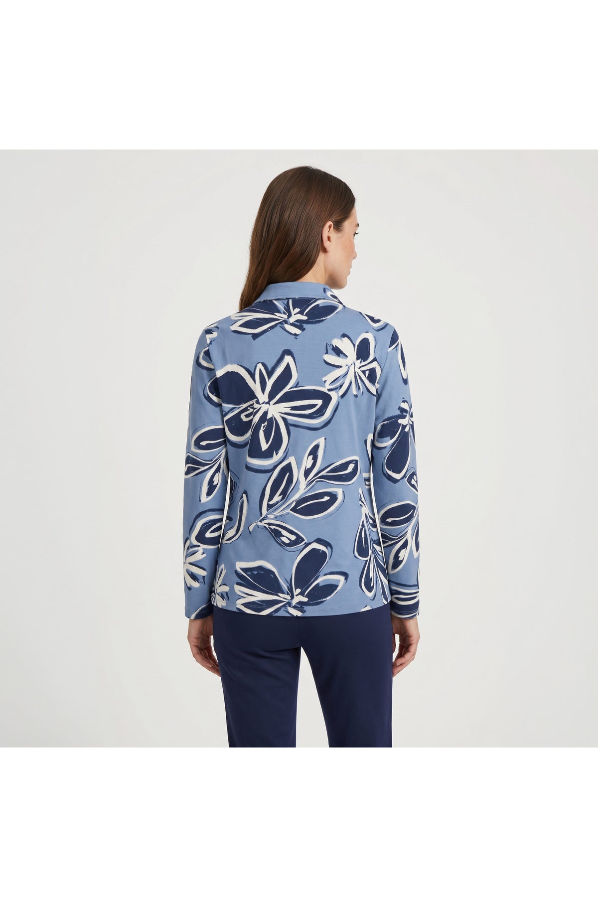 Barbara Lebek 15891062 Jersey Blouse - Smoke Blue back view Shop Barbara Lebek at Dotique
